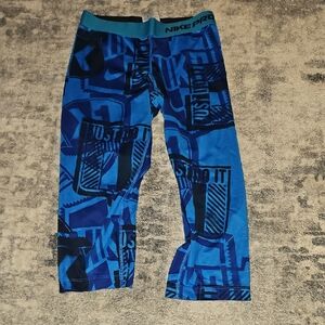 Nike Women's Pro blue/ black cropped compression leggings w/"Just Do It" graphic